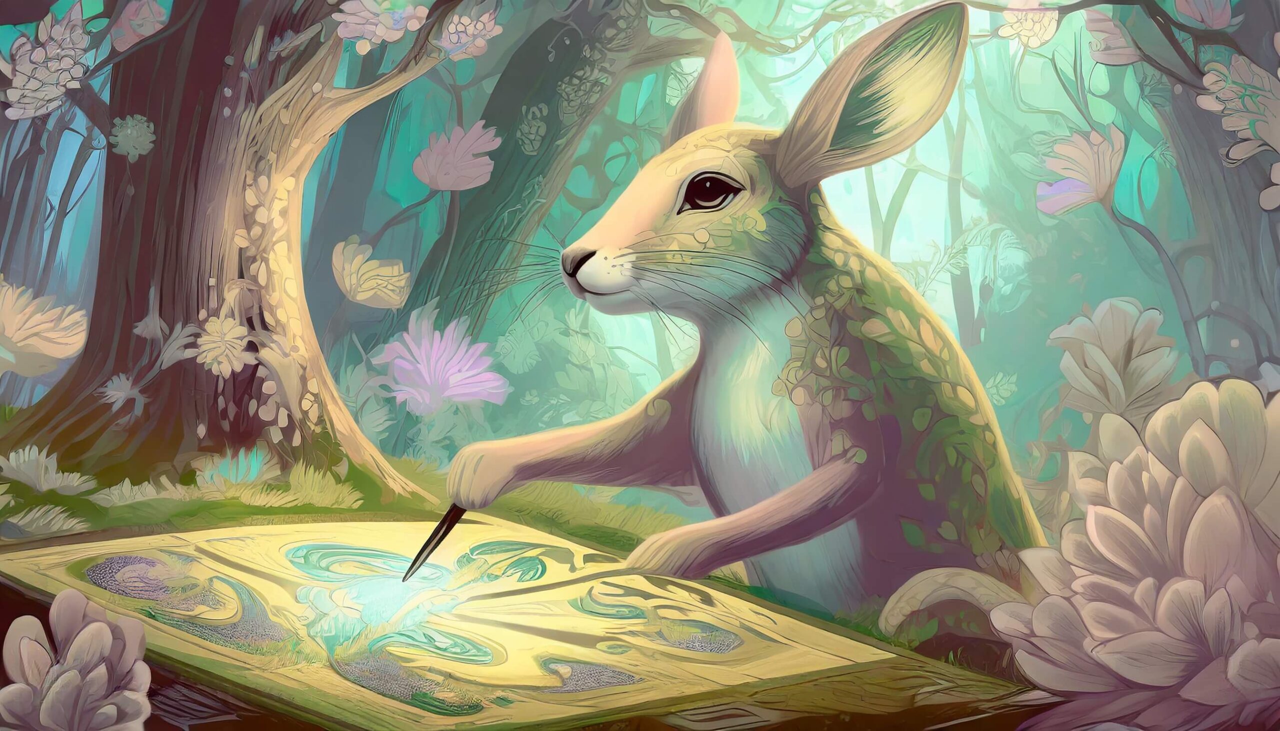 Whimsy Woods playable rabbit character solving a puzzle